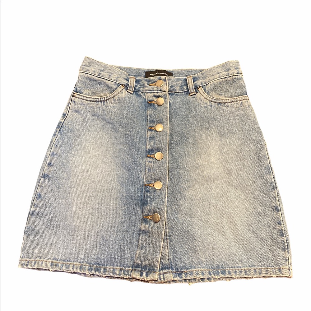 💙 moda  international high waisted button down skirt